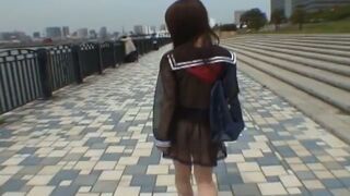 Lovely Asian Student Mikan Shocks Guys During Walk