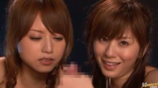 Akiho Yoshizawa & Yuma Asami Give Hot Blowjob Together