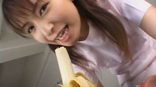 Lovely Asian Babe Ann Nanba Licks Banana Seductively