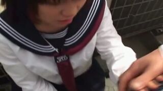 Rino Sayaka Sucks Cock in Her Cute School Uniform Seductively