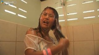 April Lim Rides Big Dildo During Kinky Lonely Shower