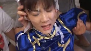 Chun Li Dressed as Asuka Ohzora Gets Creamy Bukkake Delight