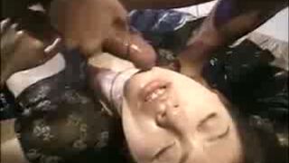 Petite Asian Babe Sucks His Huge Erection Indoors