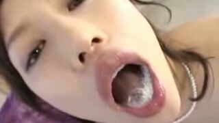 Petite Japanese Chick Eats Fresh Cum After Hot Sex Session