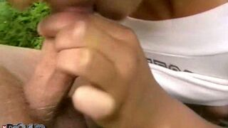 Pierced Blonde Teen 18+ Gives Deep Blowjob to Her Bastard
