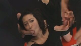 Elegant Japanese Babe in Stockings Sucks Big Dick