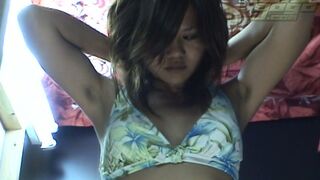 Adorable Hairy Babe Shows Off Her Juicy Tits Seductively