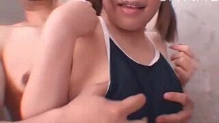 Pigtailed Japanese Babe in Bikini Gets Wild for Gangbang Action