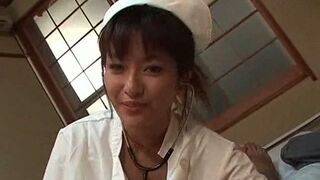 Japanese Nurse With Cute Smile Sucks His Erection lovingly