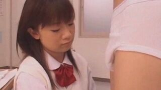 Young 18+ Japanese Student Gives Handjob to Her Amateur Teacher