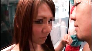 Petite Japanese Babe with Small Tits Gets Mashed Indoors