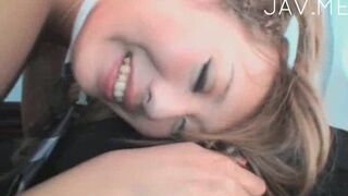 Busty Japanese Darling Receives Facial Cumshot After Hot Blowjob Session