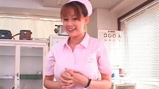 Japanese Nurse Pleasures Her Juicy Pussy with Vibrator