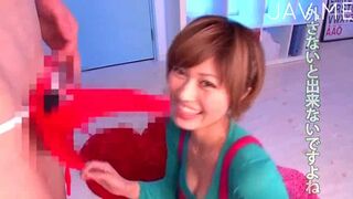 Japanese Babe Enjoys Sucking a Thick Shaft with Passion