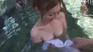Redhead and Asian Cock Sucker Deliver Pleasing Blowjob Action