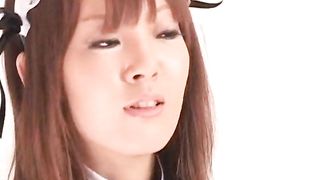 Wanton Japanese Maid Fingers Her Pussy Seductively