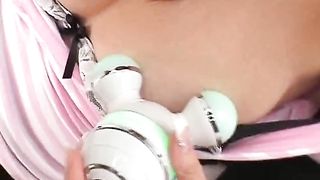 Humorous Asian Angel with Red Hair Toys Her Cunt Delightfully