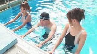 Japanese Babes Get Lusty Swimming Lessons from Stud