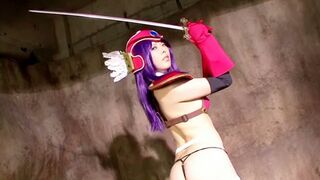 Busty Warrior Seduces in Shiny Armor during Kyonyu Cosplay Adventure