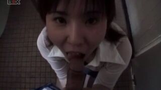 Shiori Kamiya Sucks Cock in the Toilet with Wild Passion