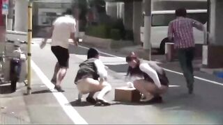 Perverted Men Chase Attractive Japanese Girls 18+ for Naughty Fun