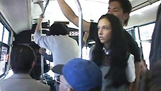 Brunette ’s Secret Fantasy – by Asian Men on Bus