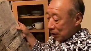 Lewd Wife Provides Special Pleasure to Elderly Grandpa in JAV Video