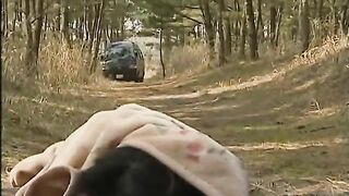 Stalked Asian Babe Gets Fucked While Jogging in the Woods