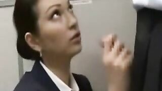 Pervy Passenger Seduces Sexy Stewardess in Airplane Bathroom