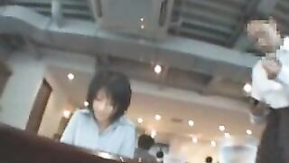 Girl 18+ Gives Steamy Oral Pleasure to Boyfriend 18+ in Public Restaurant
