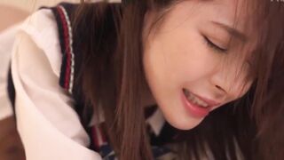Kana Momonogi –Hairy Brunette Teen 18+ Threesome in Stockings
