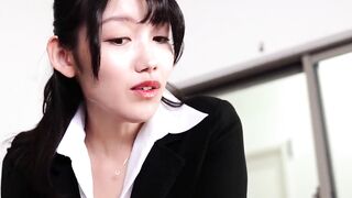 Japanese Brunette Teacher's Uncensored Threesome Ends in Facial Creampie