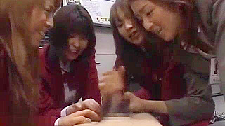 Japanese SchoolGirls 18+ Explore Their Curiosity with Sexy Teacher in Thrilling Threesome!
