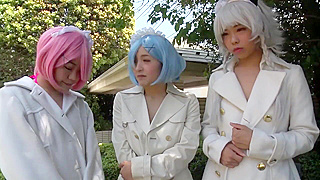 Curvy Japanese Lesbian Milf and Teen 18+ Cosplay Threesome Sex