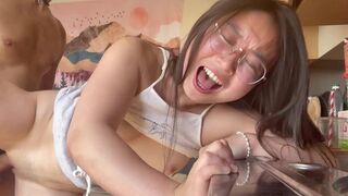 Cute Asian Babe Fucks Standing Up on Cam - Real Uncensored Japanese Action