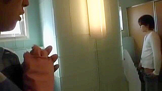 Japanese Bathroom Clean-Up fetish with Sexy Toilet Attendant