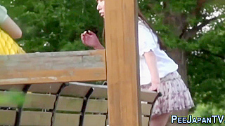Japanese Babe Peeing Secretly in Public Park