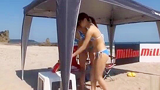 JAV Star Rika Asao Nails Beach Volleyball Action, Swallows Thick Cumshot