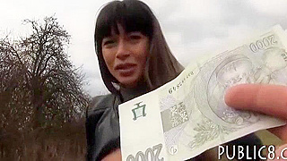 Japanese Stranger Pays Euro Babe for Hot Woods Fucking Session