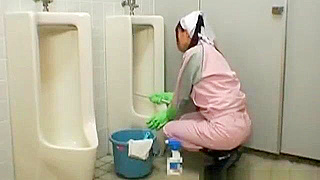 Naughty Japanese Bathroom Attendant in Steamy Encounter - Part 4