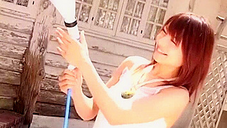 Japanese Whore Tina Yuzuki’s Outdoor Striptease in JAV Film