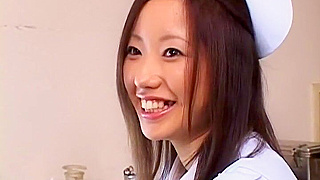 Hot Japanese Nurse Babe Squirts as Her Hairy Pussy Gets Rammed by Lover