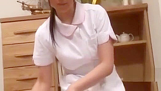 Sensual Nurse Fantasies – Hot Handjobs for Two Lucky Dudes on the Carpet!