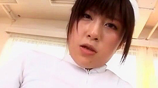 Japanese Nurse Gets Nailed Hard from Behind & Swallows Thick Cock