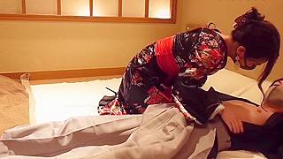JAV Star Fucks Cute Kimono-clad Japanese MILF on Spooky Halloween Night