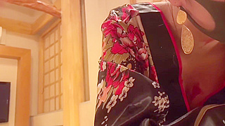 JAV Star Fucks Cute Kimono-clad Japanese MILF on Spooky Halloween Night