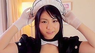 JAV Cutie in Gloves & Maid Outfit - Seductive Delight for Your Eyes!