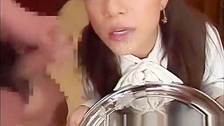 Clothed Japanese Beauty Sucks Cocks and Enjoys Bukkake Bliss