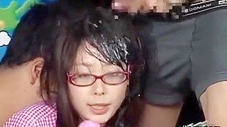 Sensual Japanese Nymph Enjoys Multiple BukkakeCumshots