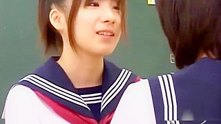 Two Lush 18+ SchoolGirls 18+ Kiss and Explore Each Other in the Classroom